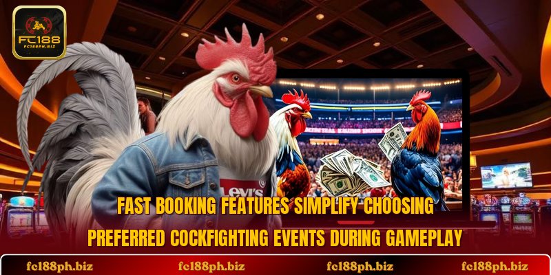 Fast booking features simplify choosing preferred cockfighting events during gameplay